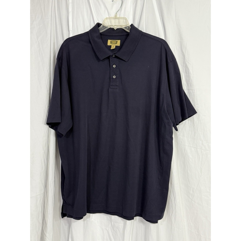Foundry Quick  Dri Polo Golf Shirt Men Sz 3XL‎ Navy Print Short Sleeve